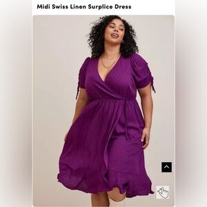 Torrid midi swiss Deep Purple Textured Dress